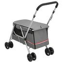 foldbar hundeklapvogn 100x49x96 cm linned grå