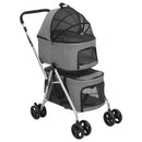 dobbelt hundeklapvogn foldbar 83x48x97 cm oxfordstof grå