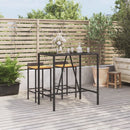 barbord med glasplade 110x70x110 cm polyrattan sort
