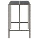 barbord med glasplade 110x70x110 cm polyrattan grå