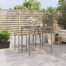 barbord med glasplade 110x70x110 cm polyrattan grå