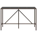 barbord med glasplade 180x70x110 cm polyrattan brun