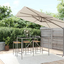 barbord med glasplade 180x70x110 cm polyrattan grå