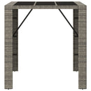 barbord med glasplade 105x80x110 cm polyrattan grå