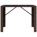 barbord med glasplade 145x80x110 cm polyrattan brun