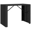 barbord med glasplade 145x80x110 cm polyrattan sort