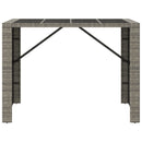 barbord med glasplade 145x80x110 cm polyrattan grå
