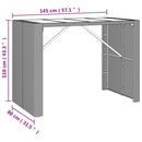 barbord med glasplade 145x80x110 cm polyrattan grå