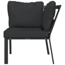 havestol med grå hynder 76x76x79 cm stål