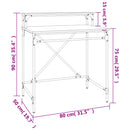 skrivebord 80x50x90 cm konstrueret træ og jern sonoma-eg