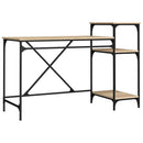 skrivebord m. hylder 135x50x90cm konstrueret træ jern sonoma-eg