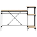 skrivebord m. hylder 135x50x90cm konstrueret træ jern sonoma-eg