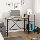 skrivebord m. hylder 135x50x90cm konstrueret træ jern sonoma-eg