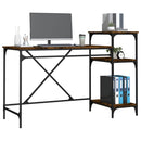 skrivebord m. hylder 135x50x90 cm konstrueret træ jern røget eg