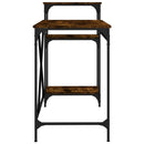 skrivebord m. hylder 135x50x90 cm konstrueret træ jern røget eg