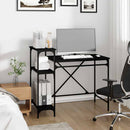 skrivebord m. hylder 105x50x90 cm konstrueret træ og jern sort