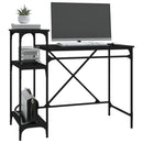 skrivebord m. hylder 105x50x90 cm konstrueret træ og jern sort