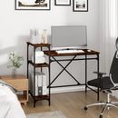 skrivebord m. hylder 105x50x90 cm konstrueret træ jern røget eg