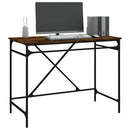 skrivebord 100x50x75 cm konstrueret træ og jern røget eg