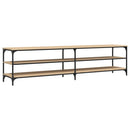 tv-bord 200x30x50 cm konstrueret træ og metal sonoma-eg