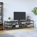 tv-bord 200x30x50 cm konstrueret træ metal røget egetræsfarve