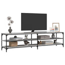 tv-bord 200x30x50 cm konstrueret træ og metal grå sonoma-eg