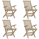havestole 4 stk. 56x61x89 cm foldbare massivt teaktræ grå