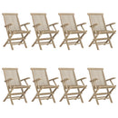 havestole 8 stk. 56x61x89 cm foldbare massivt teaktræ grå