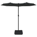 parasol m. dobbelt parasoldug 316x145 cm antracitgrå