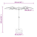 parasol m. dobbelt parasoldug 316x145 cm antracitgrå