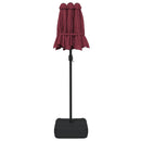 parasol m. dobbelt parasoldug og LED-lys 316x145 cm bordeauxrød
