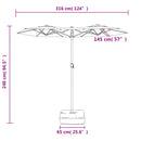 parasol m. dobbelt parasoldug og LED-lys 316x145 cm bordeauxrød