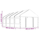 pavillon med tag 8,92x4,08x3,22 m polyethylen hvid