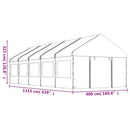 pavillon med tag 11,15x4,08x3,22 m polyethylen hvid