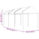 pavillon med tag 6,69x2,28x2,69 m polyethylen hvid