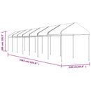 pavillon med tag 15,61x2,28x2,69 m polyethylen hvid