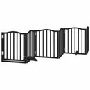 hundelåge med dør 12 paneler 600 cm foldbar poppeltræ sort