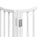 hundelåge med dør 8 paneler 640 cm foldbar poppeltræ hvid