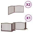 hundelåge med dør 8 paneler 640 cm foldbar poppeltræ brun