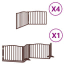 hundelåge med dør 12 paneler 960 cm foldbar poppeltræ brun