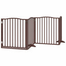 hundelåge med dør 8 paneler 640 cm foldbar poppeltræ brun