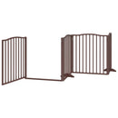 hundelåge med dør 8 paneler 640 cm foldbar poppeltræ brun