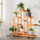 blomsterstativ med hjul 110x25x101 cm massivt fyrretræ