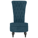 stol med høj ryg knapdesign velour blå