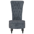 stol med høj ryg knapdesign velour mørkegrå