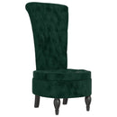 stol med høj ryg knapdesign velour mørkegrøn
