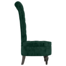stol med høj ryg knapdesign velour mørkegrøn