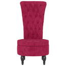 stol med høj ryg knapdesign velour vinrød