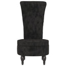 stol med høj ryg knapdesign velour sort