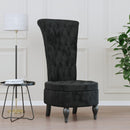 stol med høj ryg knapdesign velour sort